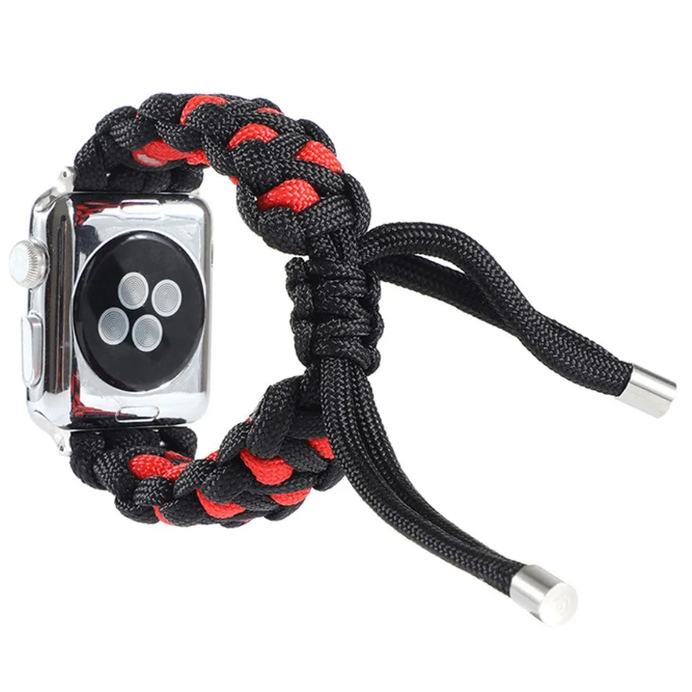 Apple Watch (45mm) unique nylon watch strap - Black / Red