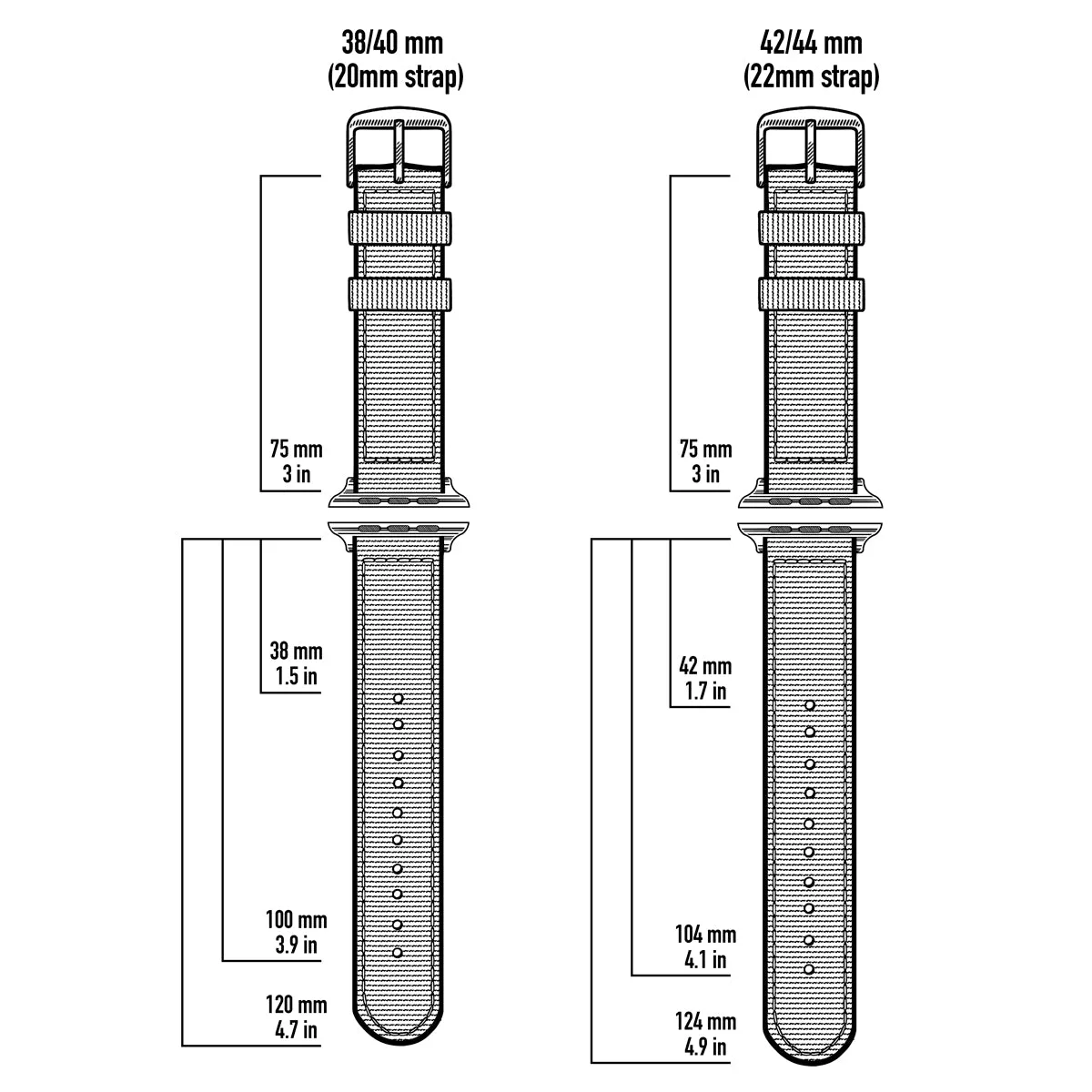 Apple Watch Seat Belt Nylon Watch Band - Black/Stainless