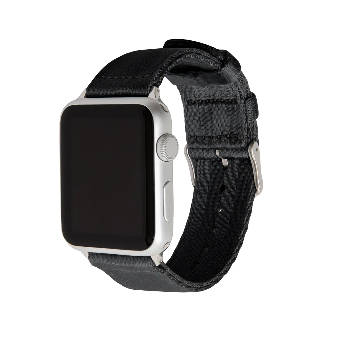 Apple Watch Seat Belt Nylon Watch Band - Black/Stainless