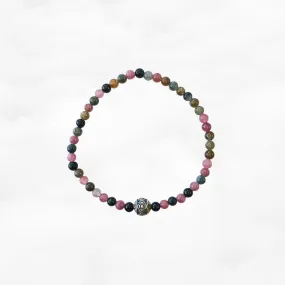 Auspicious Beaded Tourmaline Bracelet 4mm Silver