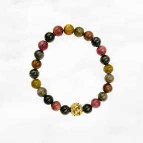 Auspicious Beaded Tourmaline Bracelet 8mm Gold