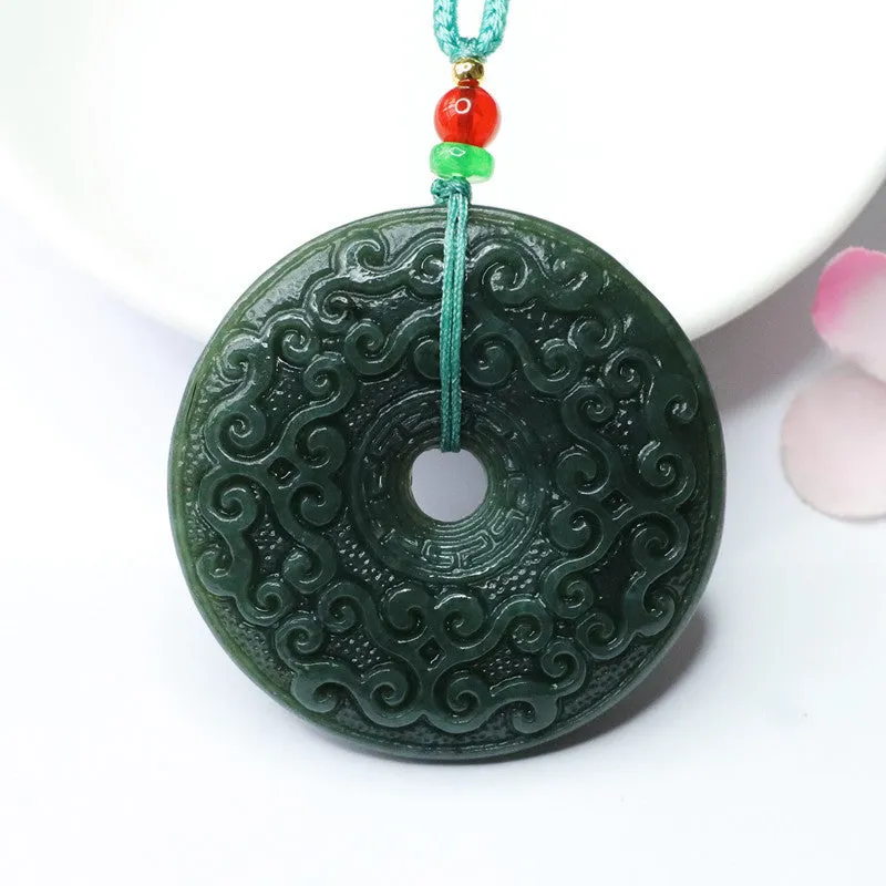 Auspicious Cloud Hetian Jade Necklace Jewelry