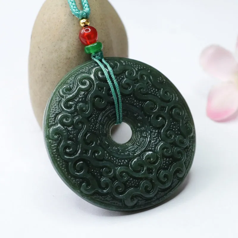 Auspicious Cloud Hetian Jade Necklace Jewelry