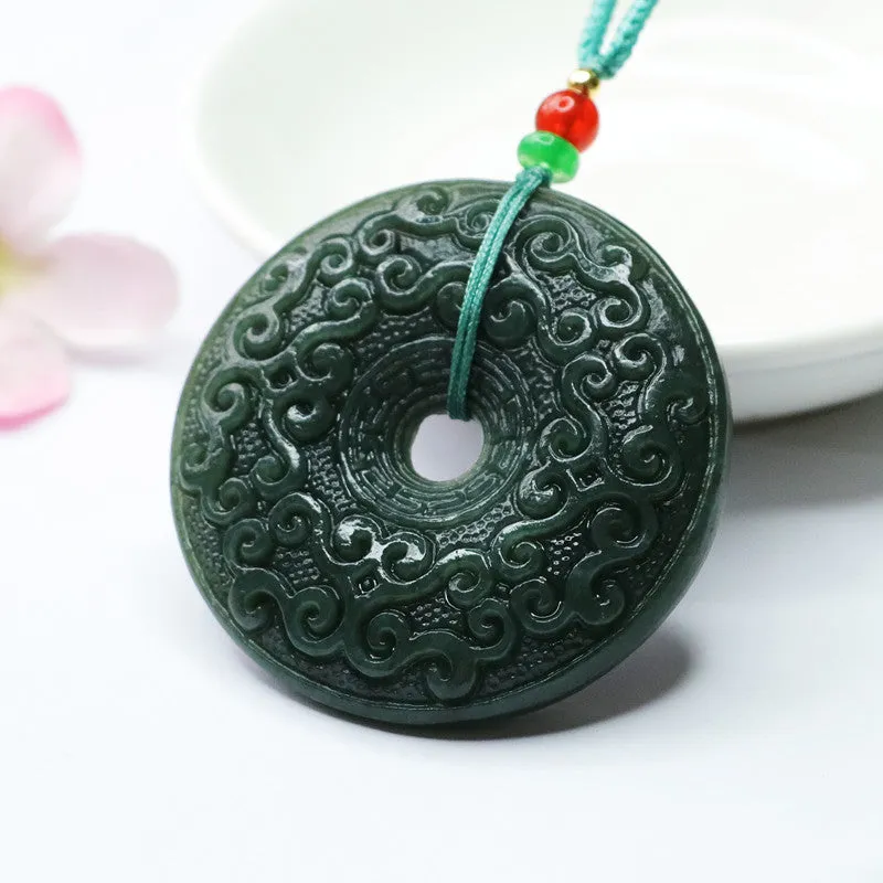 Auspicious Cloud Hetian Jade Necklace Jewelry