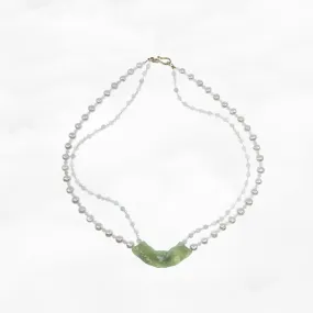 Auspicious Clouds Mint Jade Huang Beaded Necklace