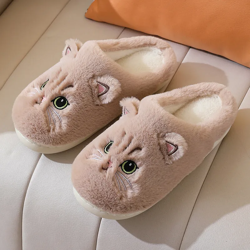 Autumn And Winter Cotton Slippers Men And Women Couple Kitty Cartoon