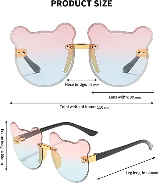 BabyMoon Kids Bear Shaped Summer Sunglasses Goggles For Girls & Boys (2-6 Years) - Blue Pink