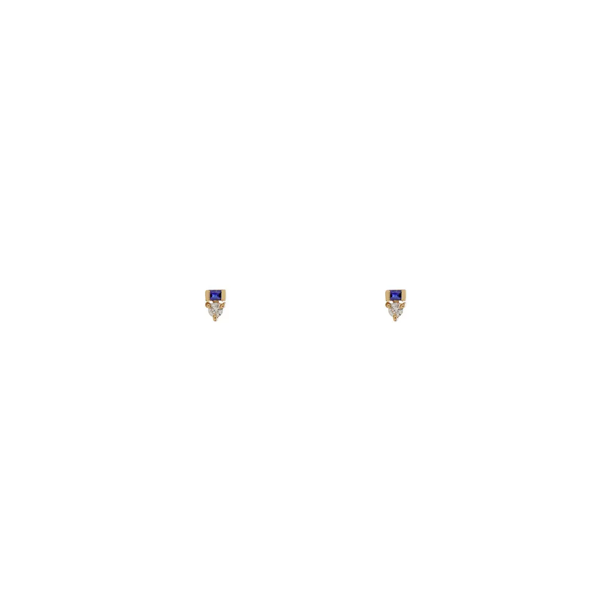 Baguette Sapphire & Diamond Stud Earrings