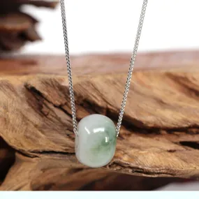 Baikalla™ "Good Luck Button" Necklace Real Ice Blue Green Jade Lucky KouKou Pendant Necklace