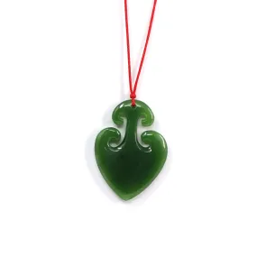 Baikalla™ "Lucky Jade Anchor" Green Jade Pendant Necklace