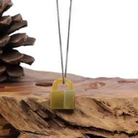 Baikalla Yellow Jadeite Jade Lock Necklace Pendant