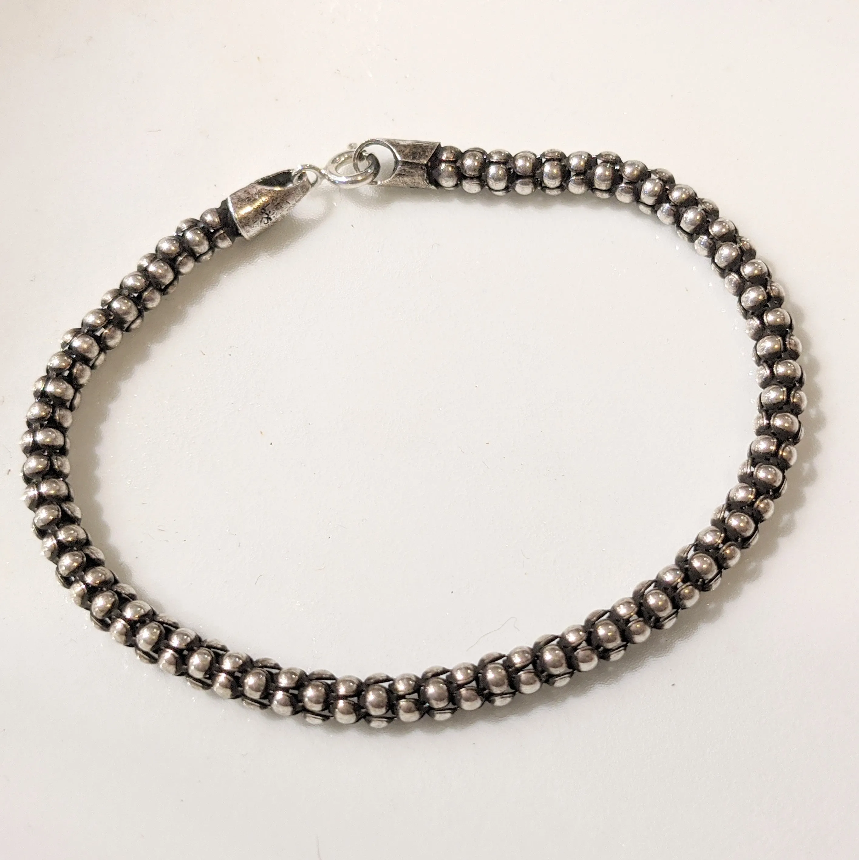 Bali Dark Beaded Silver Bracelet