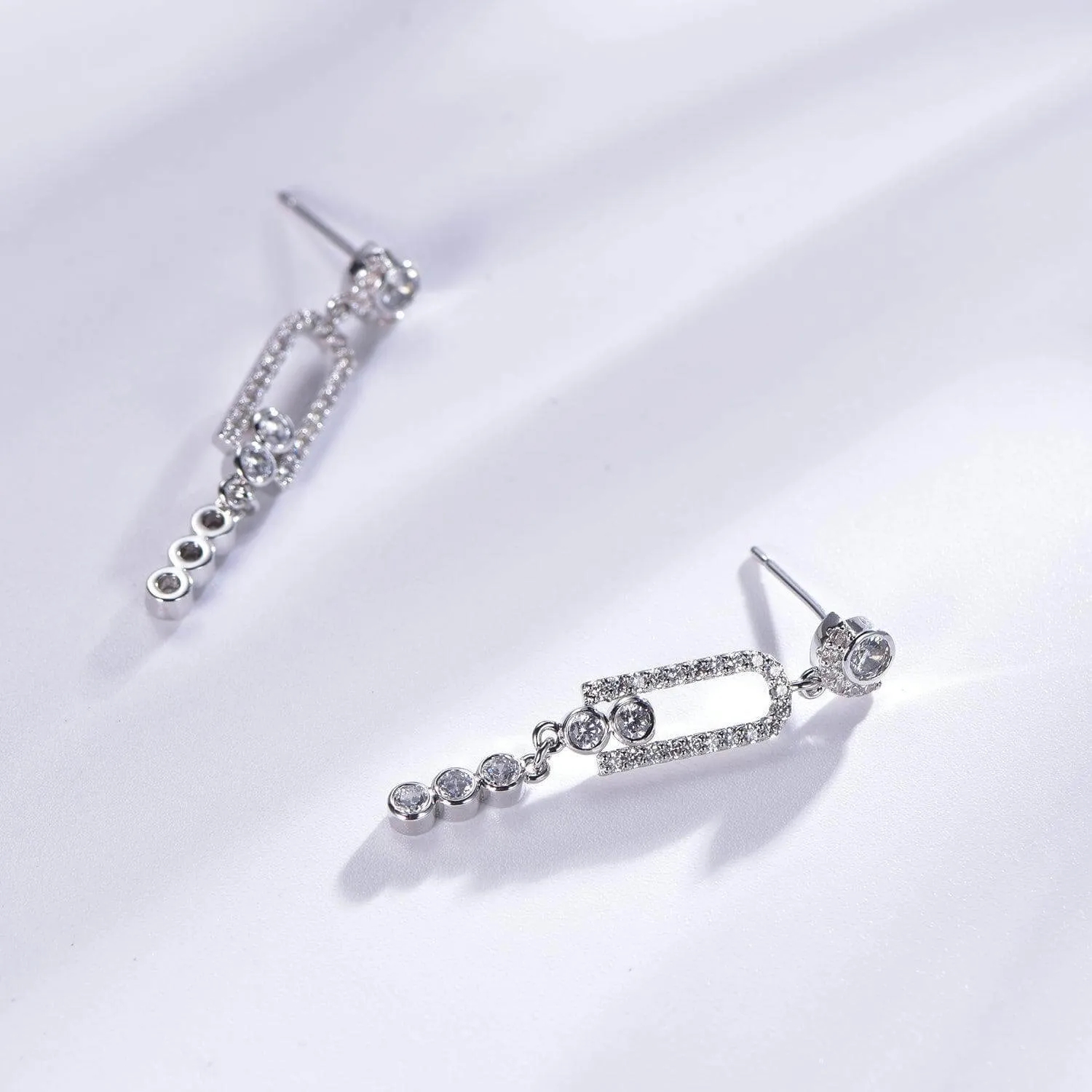 Ball Chain Cubic Zirconia Hoop Earrings with Charm