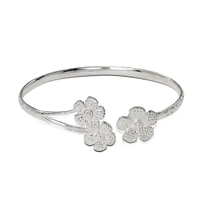 Better Jewelry .925 Sterling Silver Flower Ends Flat West Indian Bangle