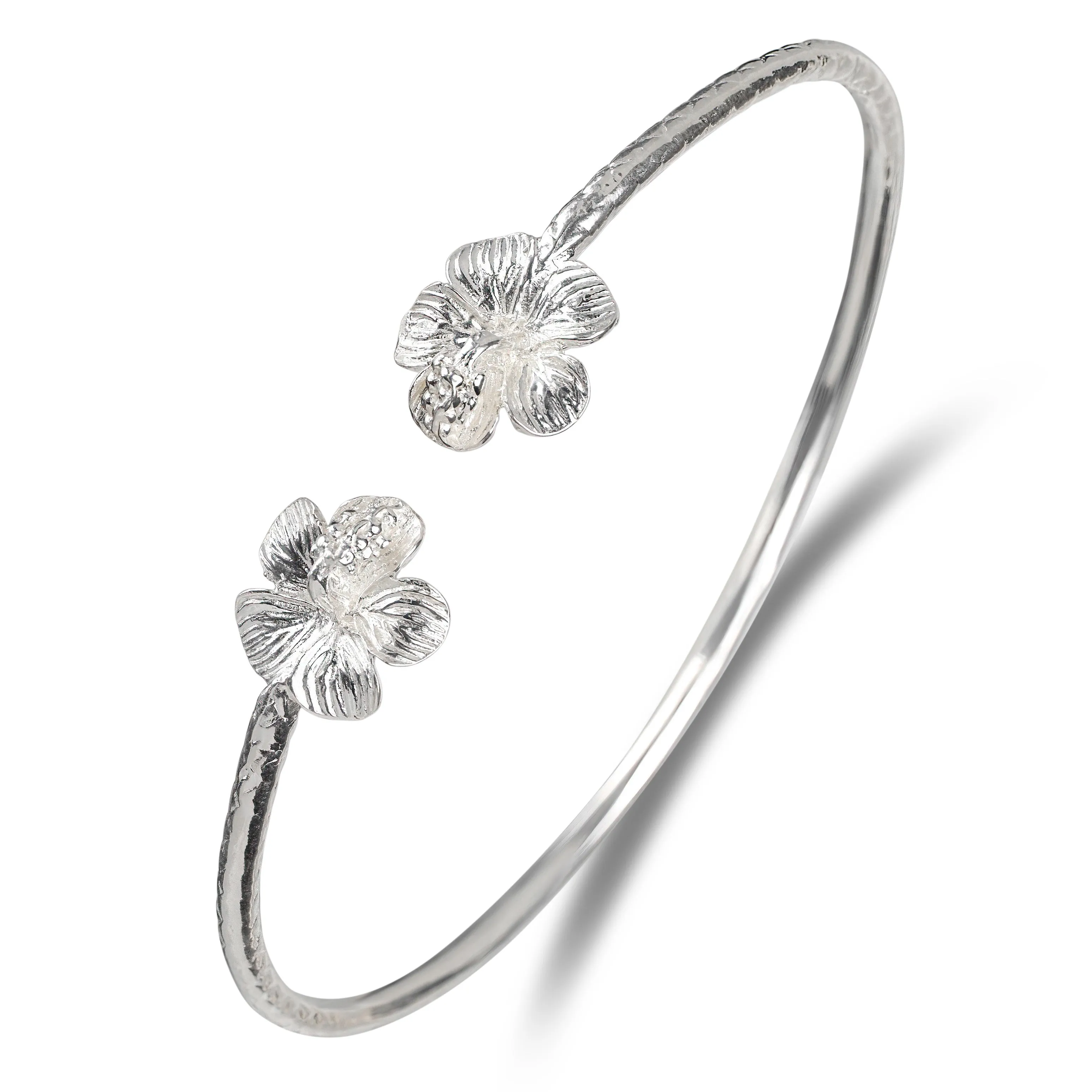 Better Jewelry Flower Hibiscus .925 Sterling Silver West Indian Bangles, 1 piece