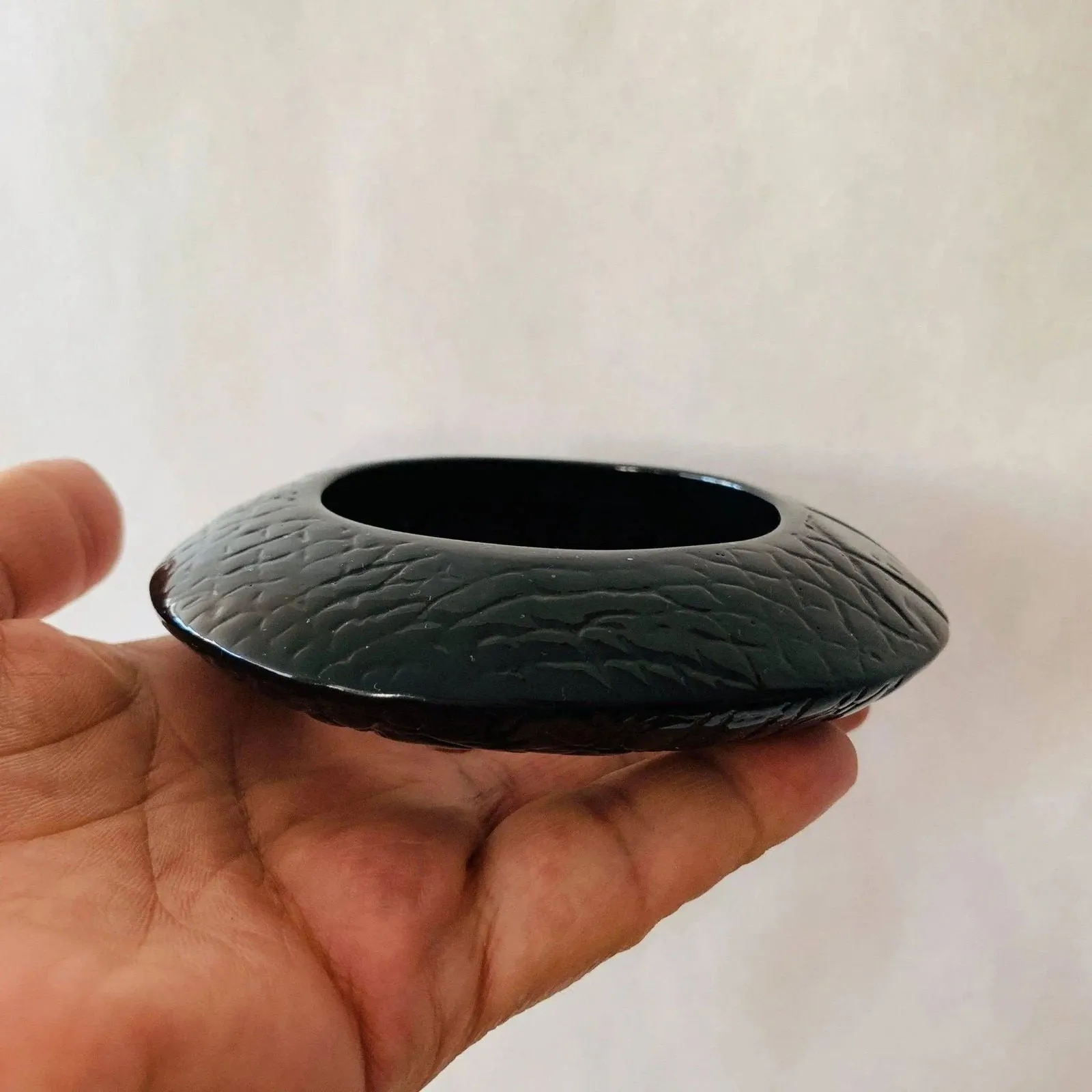 Black Resin Bangle Saucer Shaped