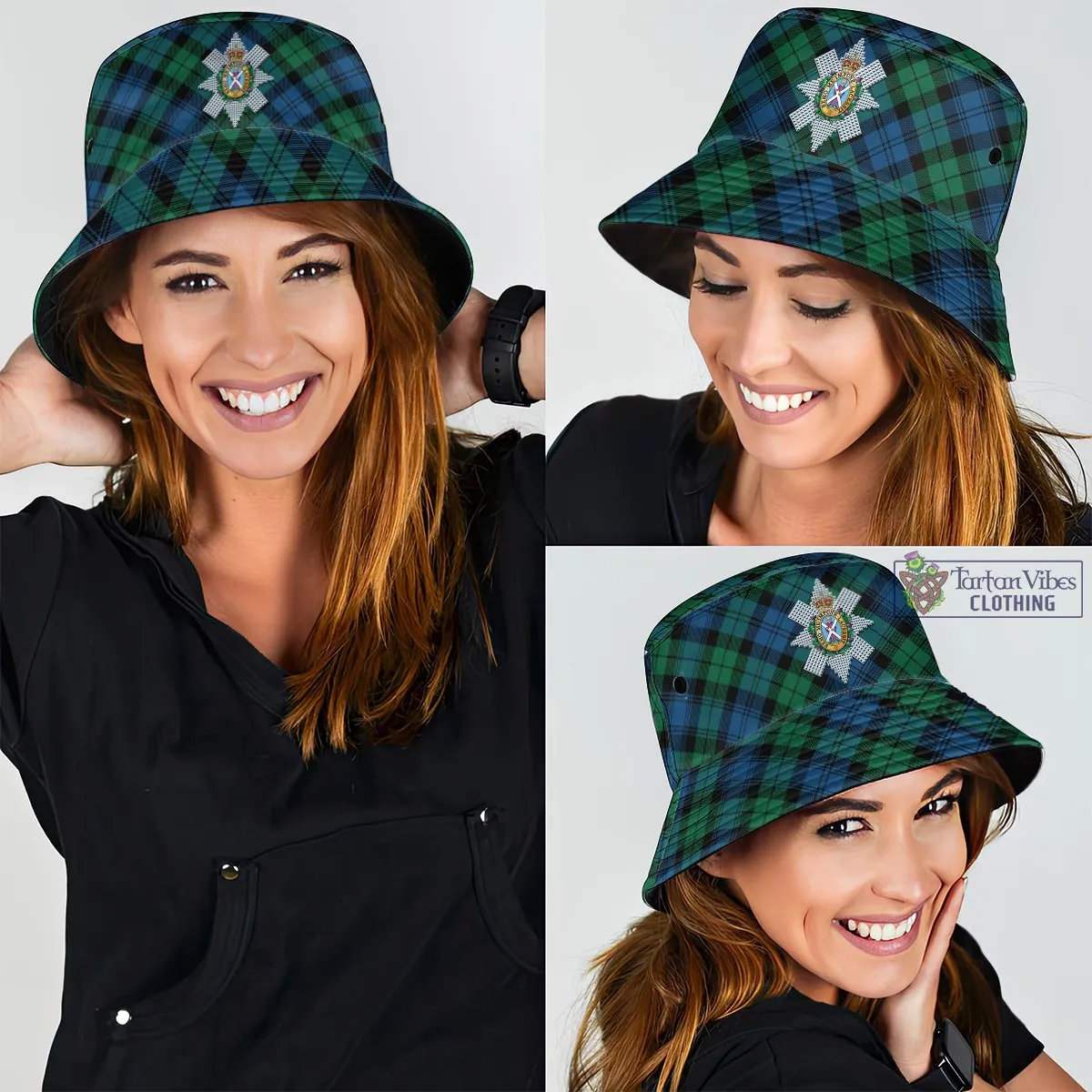 Black Watch Ancient Tartan Bucket Hat with Family Crest