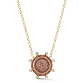 Blossom Caspian Necklace - Pink Opal, Ruby and Diamond