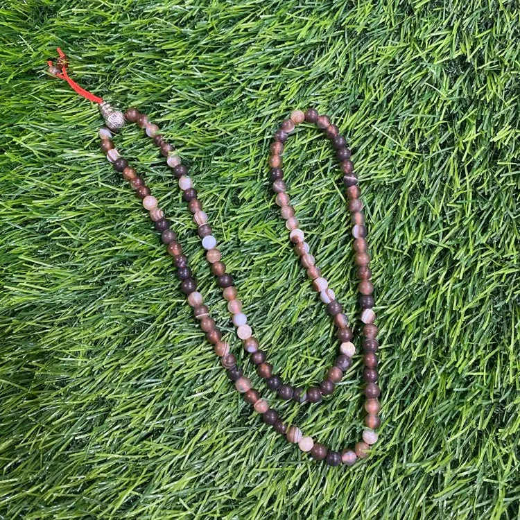 Botswana Agate / Sulemani Hakik Jaap Mala Rosery for Pooja and Astrology (108 1 Beads; Bead Size : 6 mm)