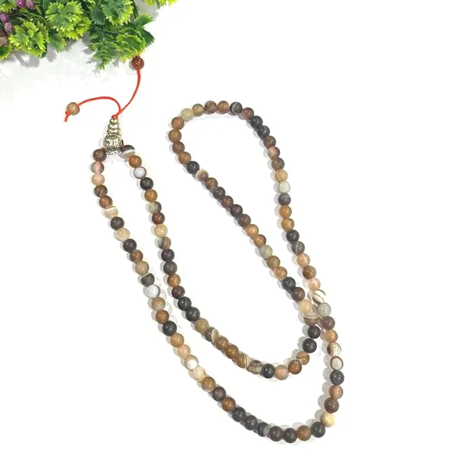 Botswana Agate / Sulemani Hakik Jaap Mala Rosery for Pooja and Astrology (108 1 Beads; Bead Size : 6 mm)