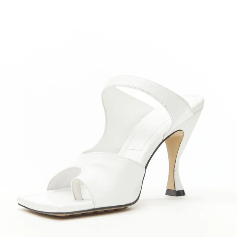 BOTTEGA VENETA Mule 90 optic white crunch lux leather square toe sandal EU36