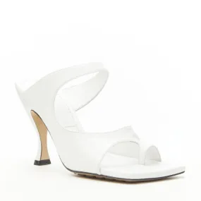 BOTTEGA VENETA Mule 90 optic white crunch lux leather square toe sandal EU36