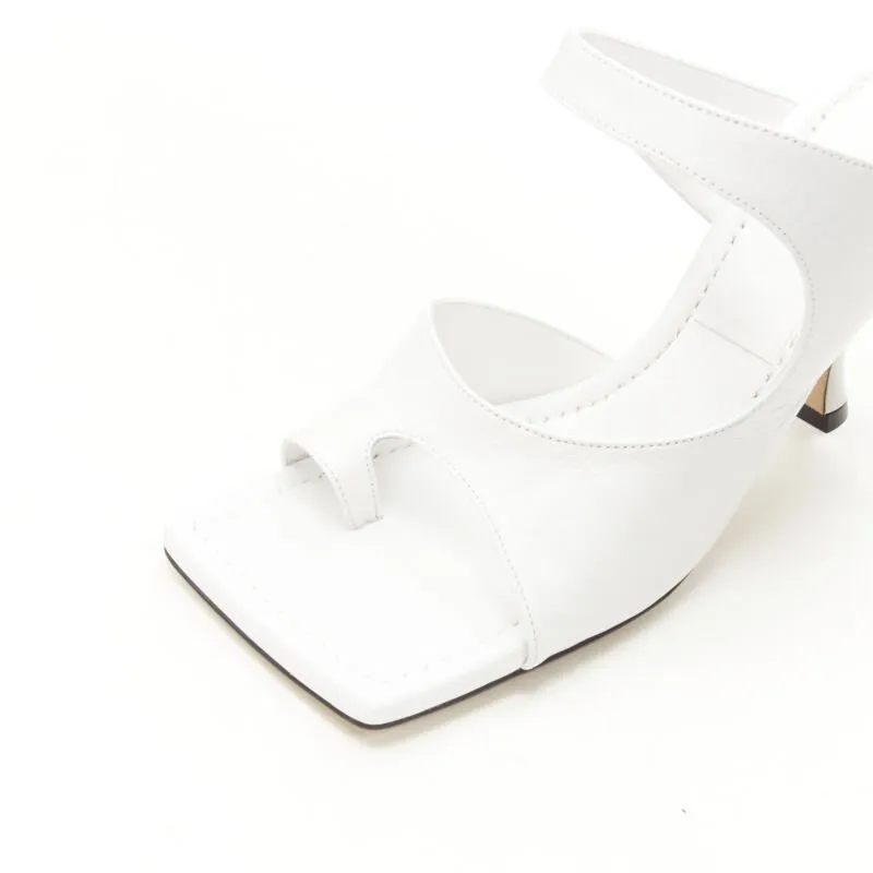 BOTTEGA VENETA Mule 90 optic white crunch lux leather square toe sandal EU36