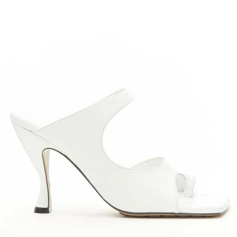 BOTTEGA VENETA Mule 90 optic white crunch lux leather square toe sandal EU36