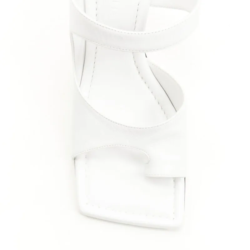 BOTTEGA VENETA Mule 90 optic white crunch lux leather square toe sandal EU36