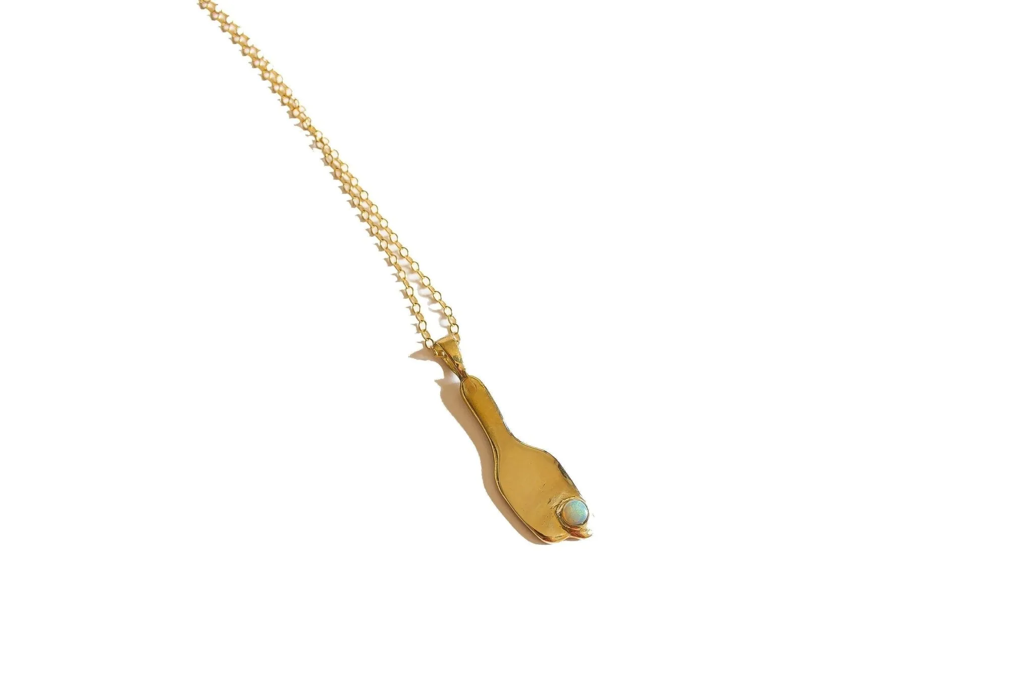 Broken Vessel Necklace - Modernist Gold Opal Pendant