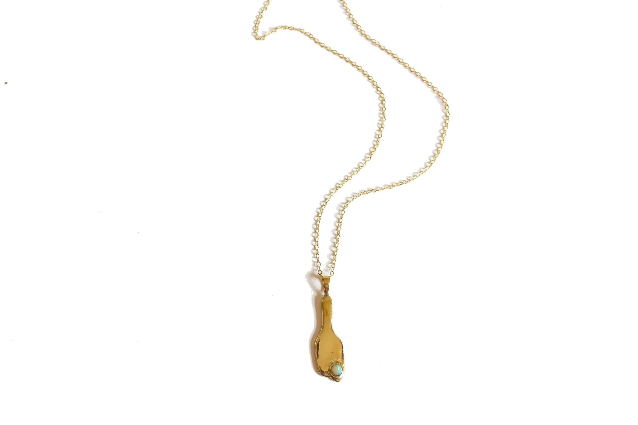 Broken Vessel Necklace - Modernist Gold Opal Pendant