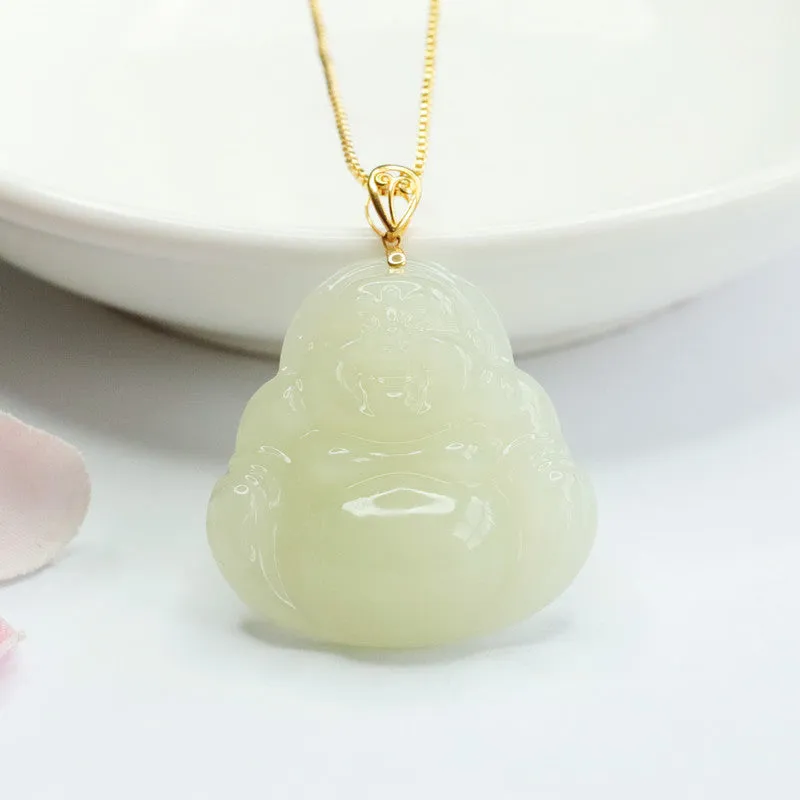 Buddha Necklace Featuring Genuine Hetian Jade