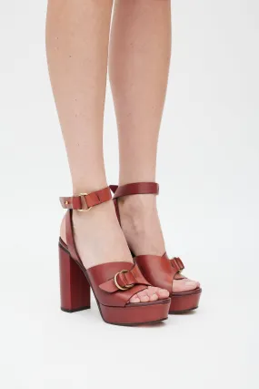 Burgundy Leather Kingsley Platform Heel