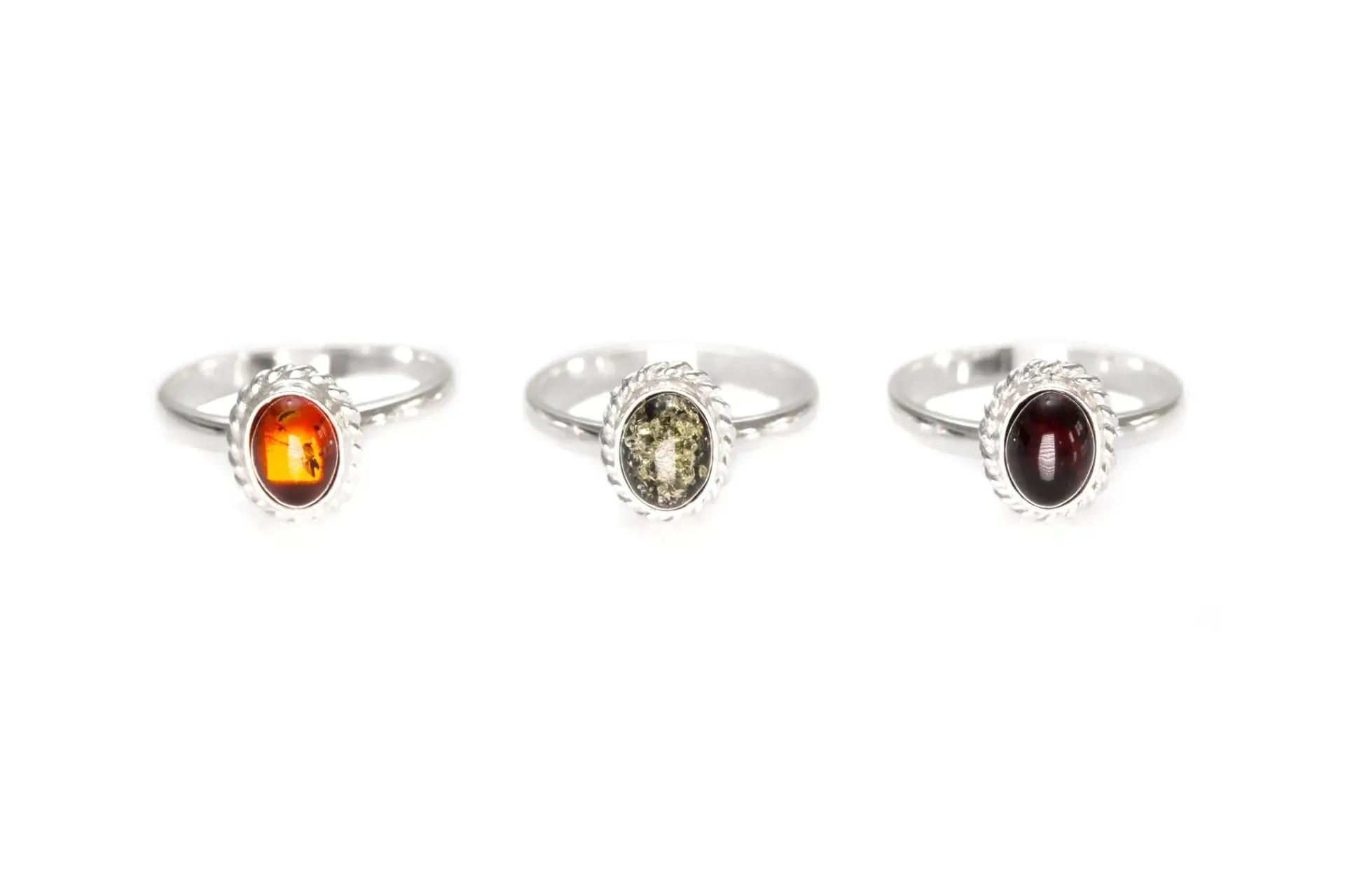 Buy Mini Green Amber Quintessence Ring - Elegant Sterling Silver with Sparkling Green Amber Stone