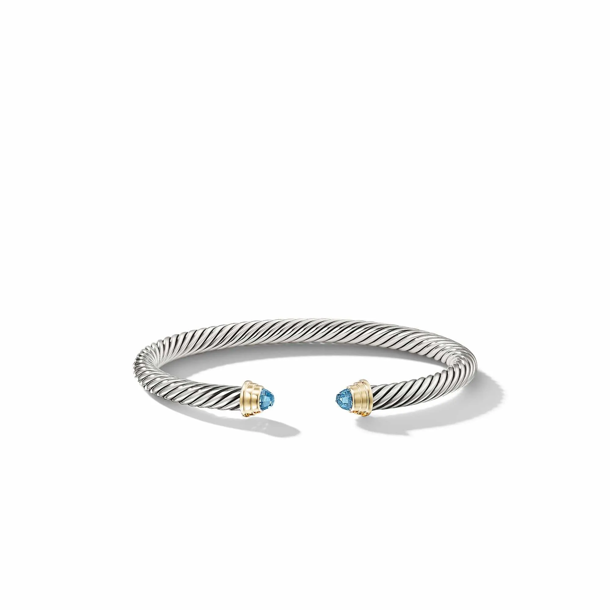 Cable Kids® Birthstone Bracelet with Blue Topaz and 14K Gold, 4mm