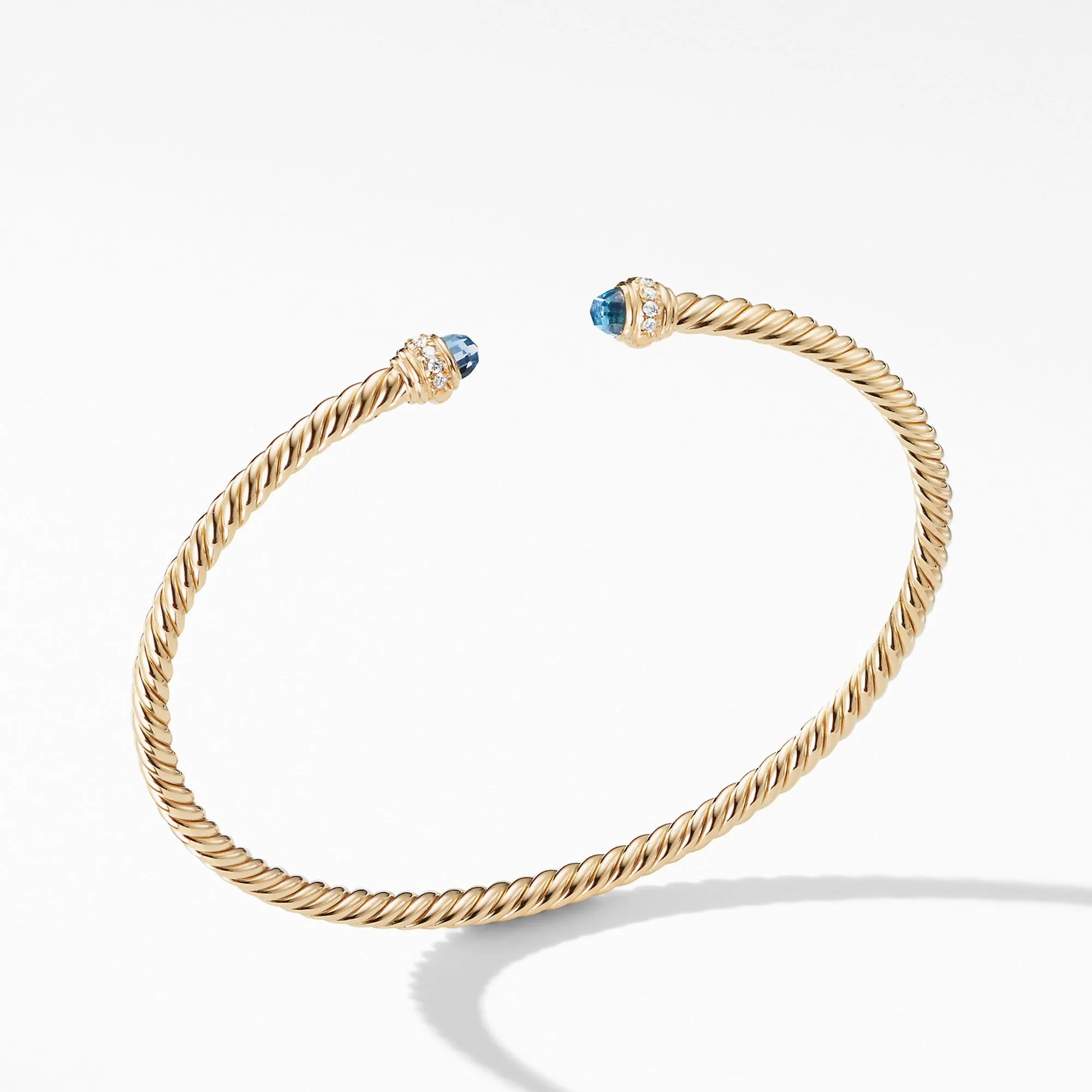 Cable Spira Bracelet in 18K Gold with Hampton Blue Topaz and Diamonds