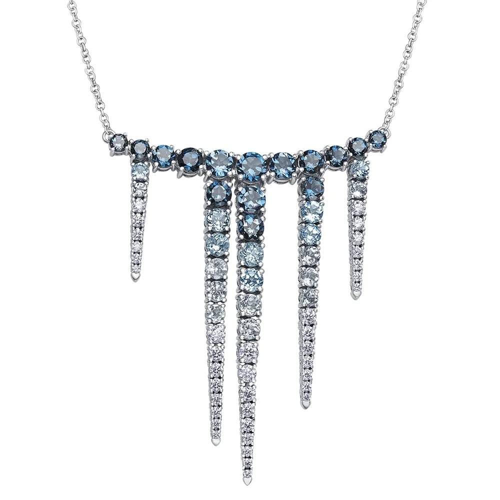 Canadian Diamond and Blue Topaz Icicle Empress Necklace