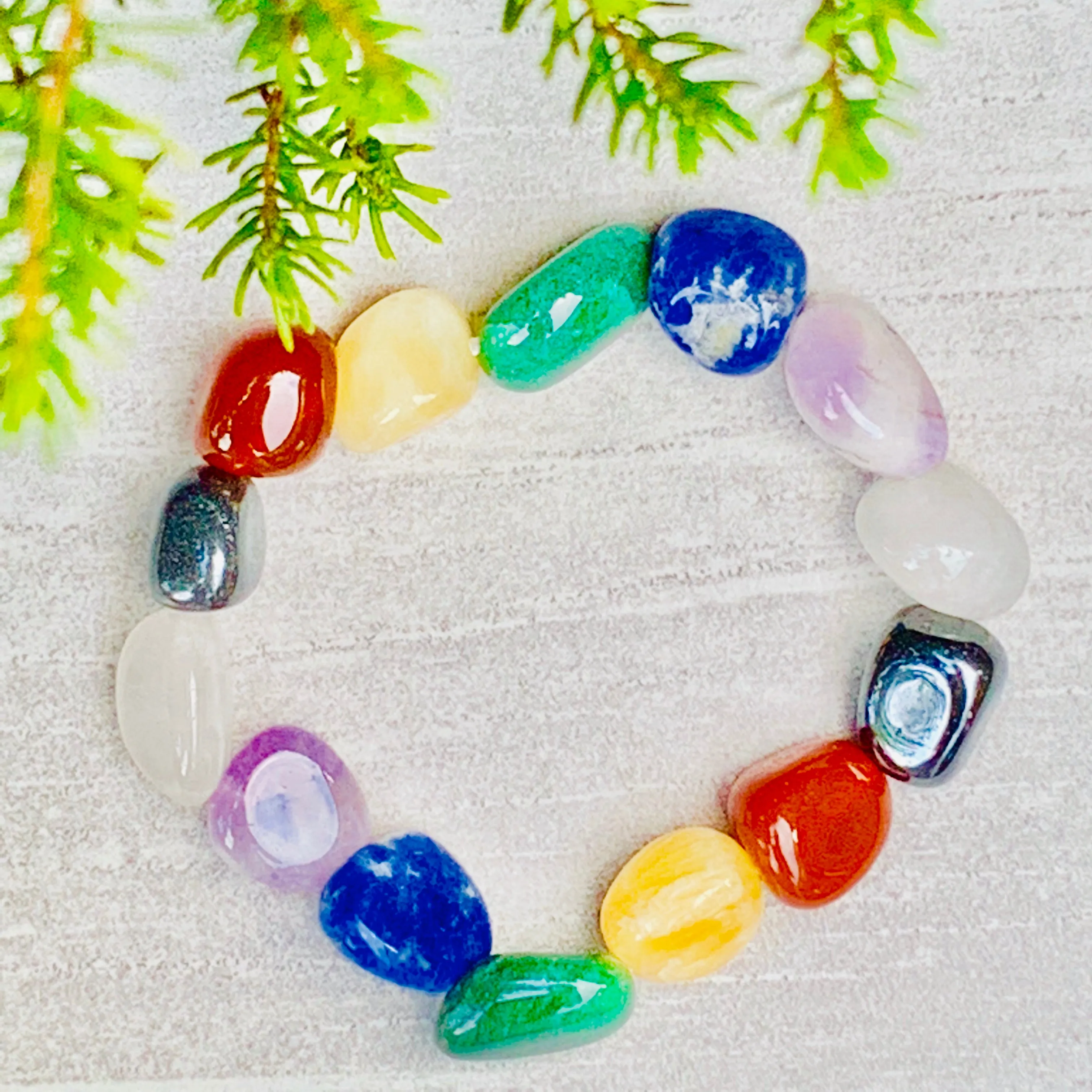 Chakra Balancing Crystal Chunky Bracelet