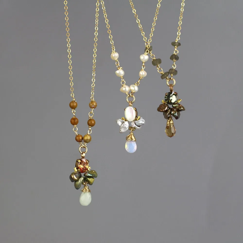 Champagne Zircon Bee Necklace