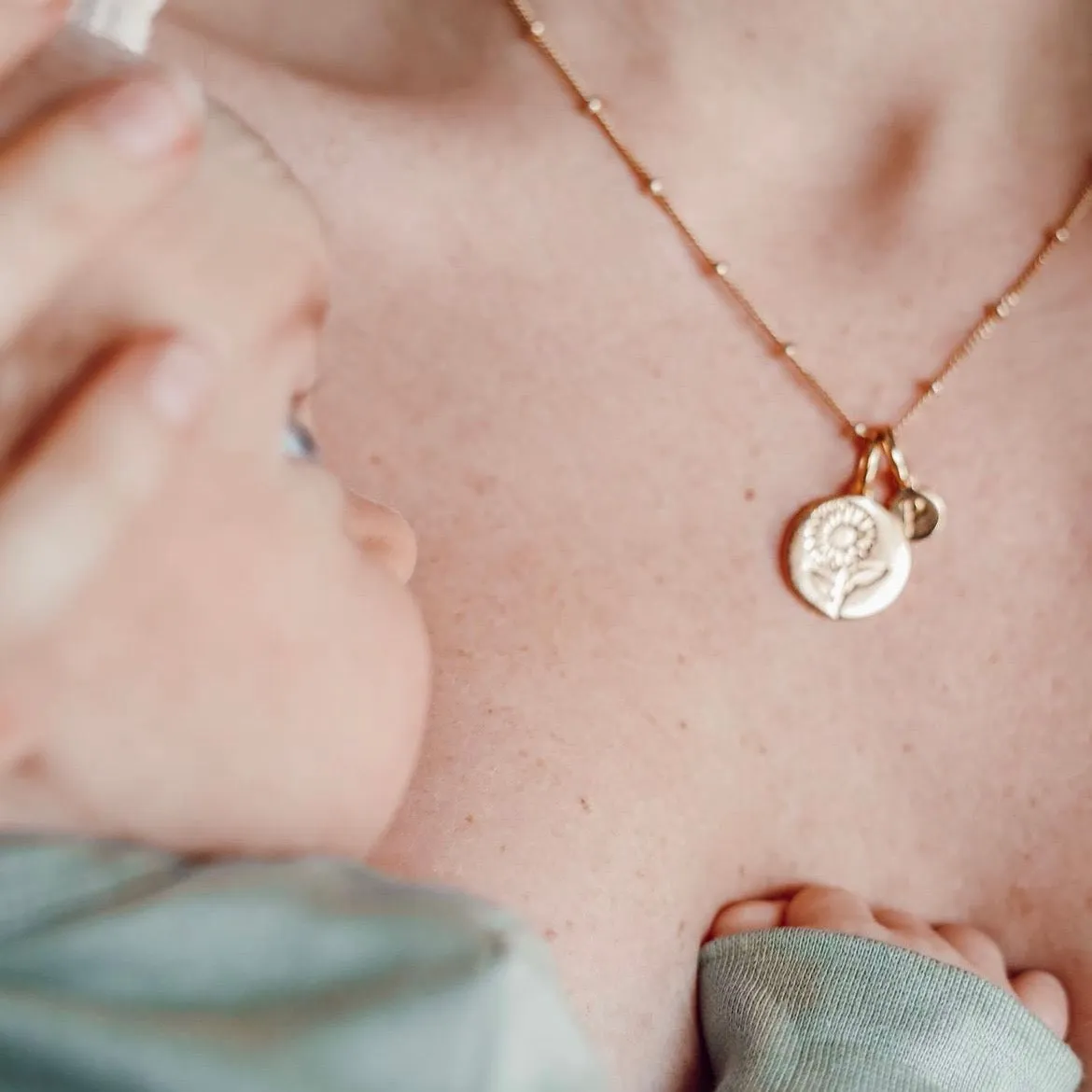 Cherry Blossom Initial Necklace - March Flower