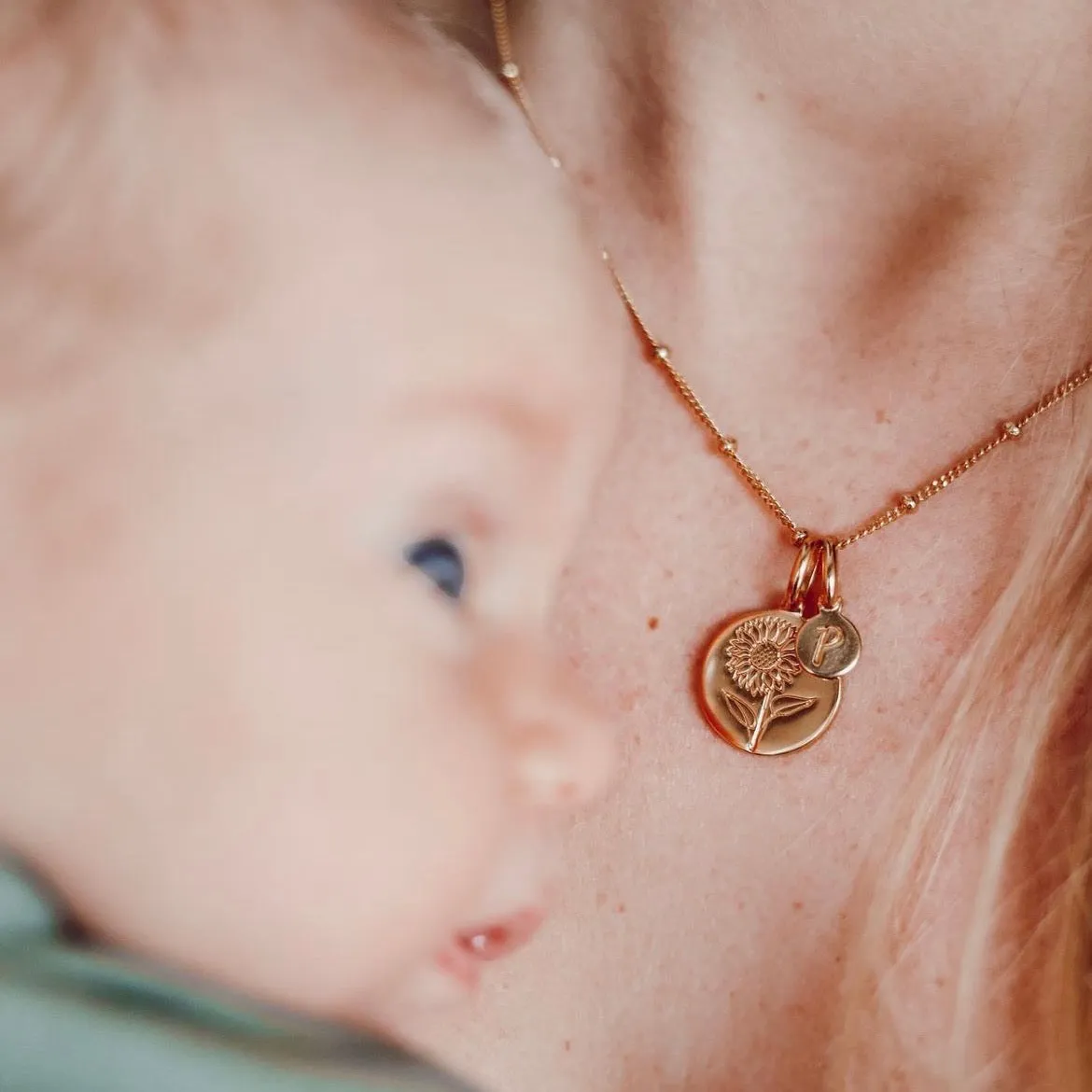 Cherry Blossom Initial Necklace - March Flower