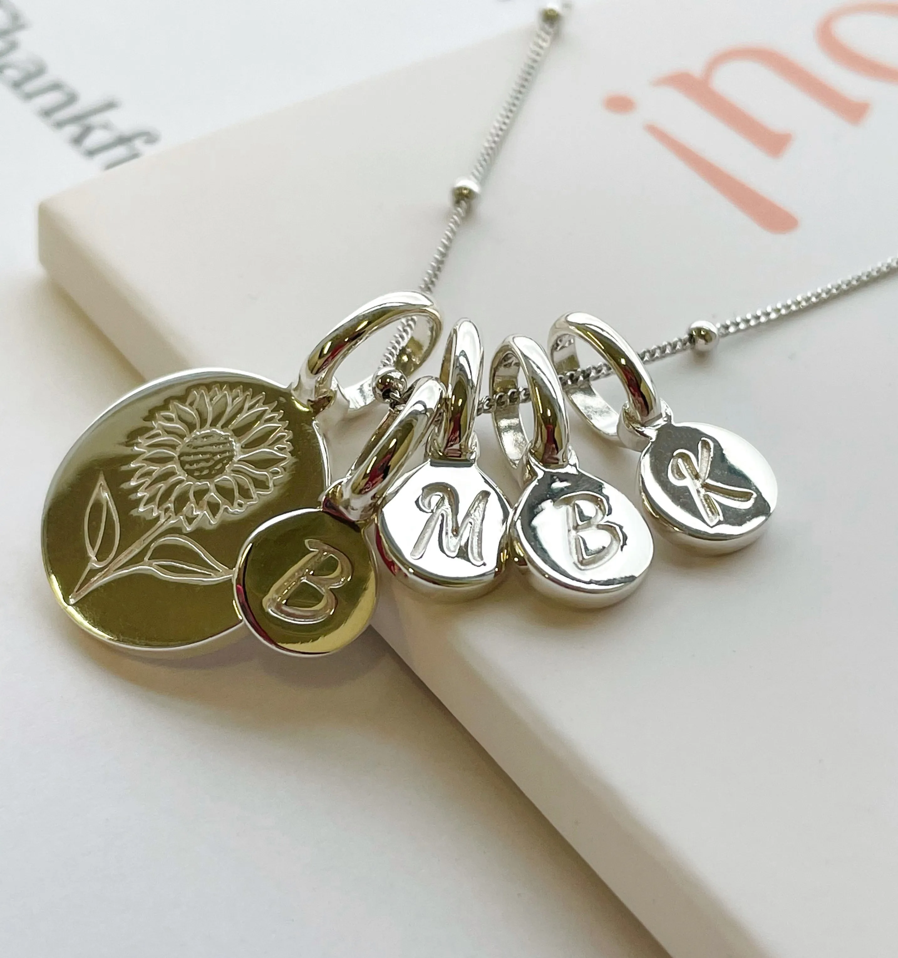 Cherry Blossom Initial Necklace - March Flower