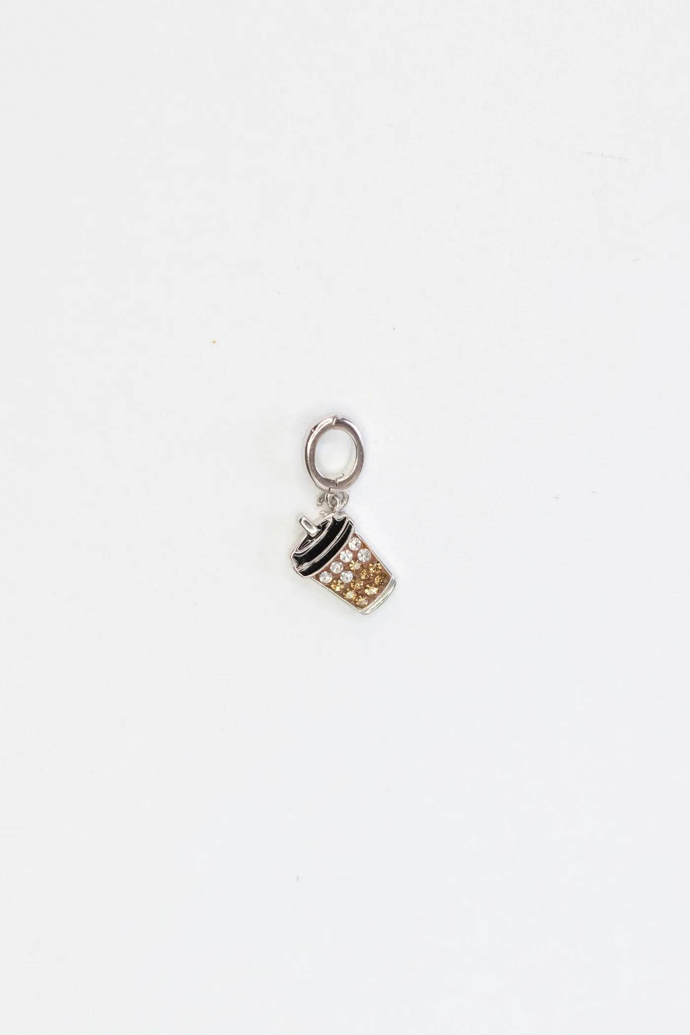 Chocolate Milk Tea Boba Crystal Sterling Silver Charm