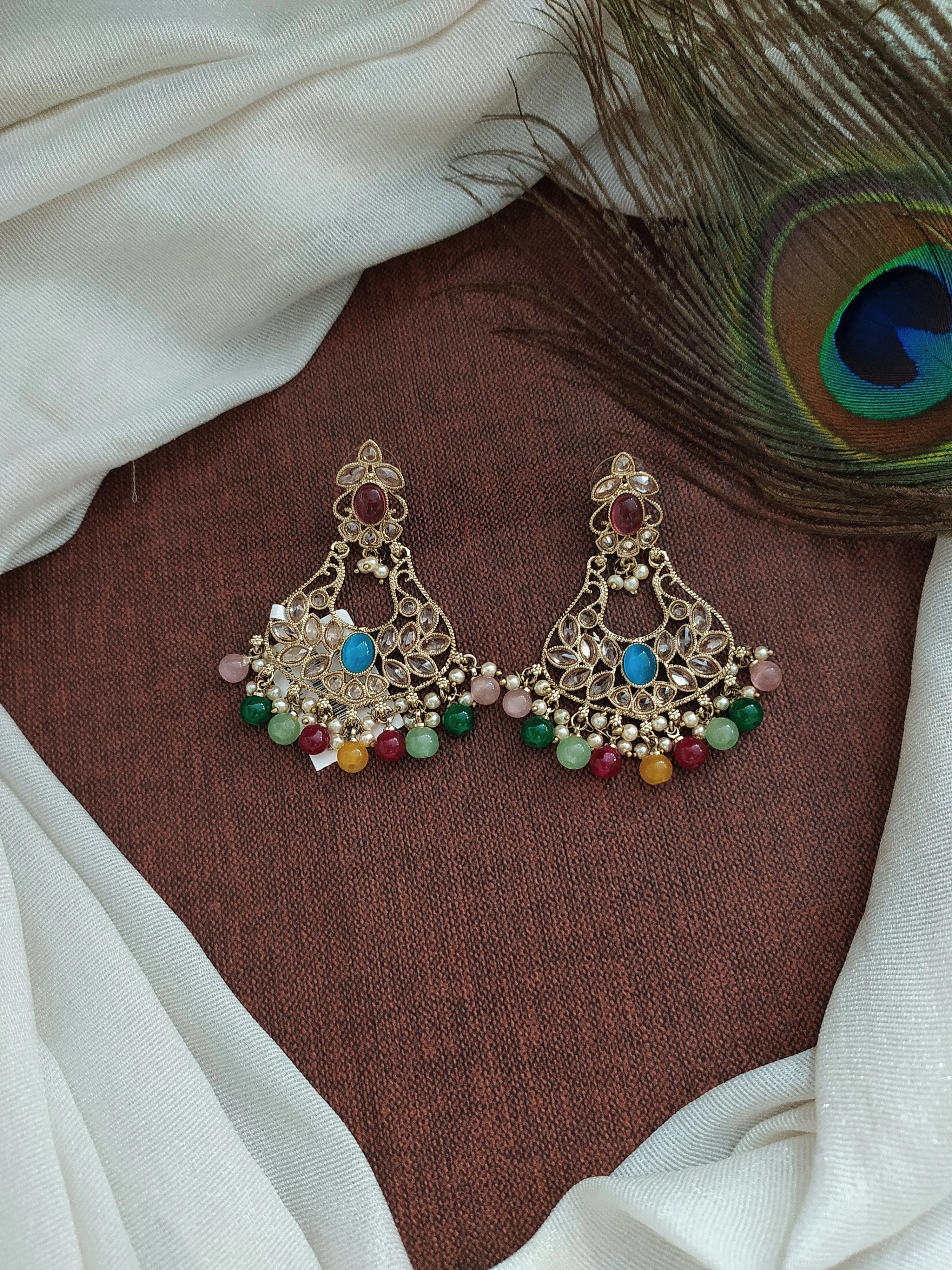 Classic Design Beautiful Chandbali Style Mehandi Earrings