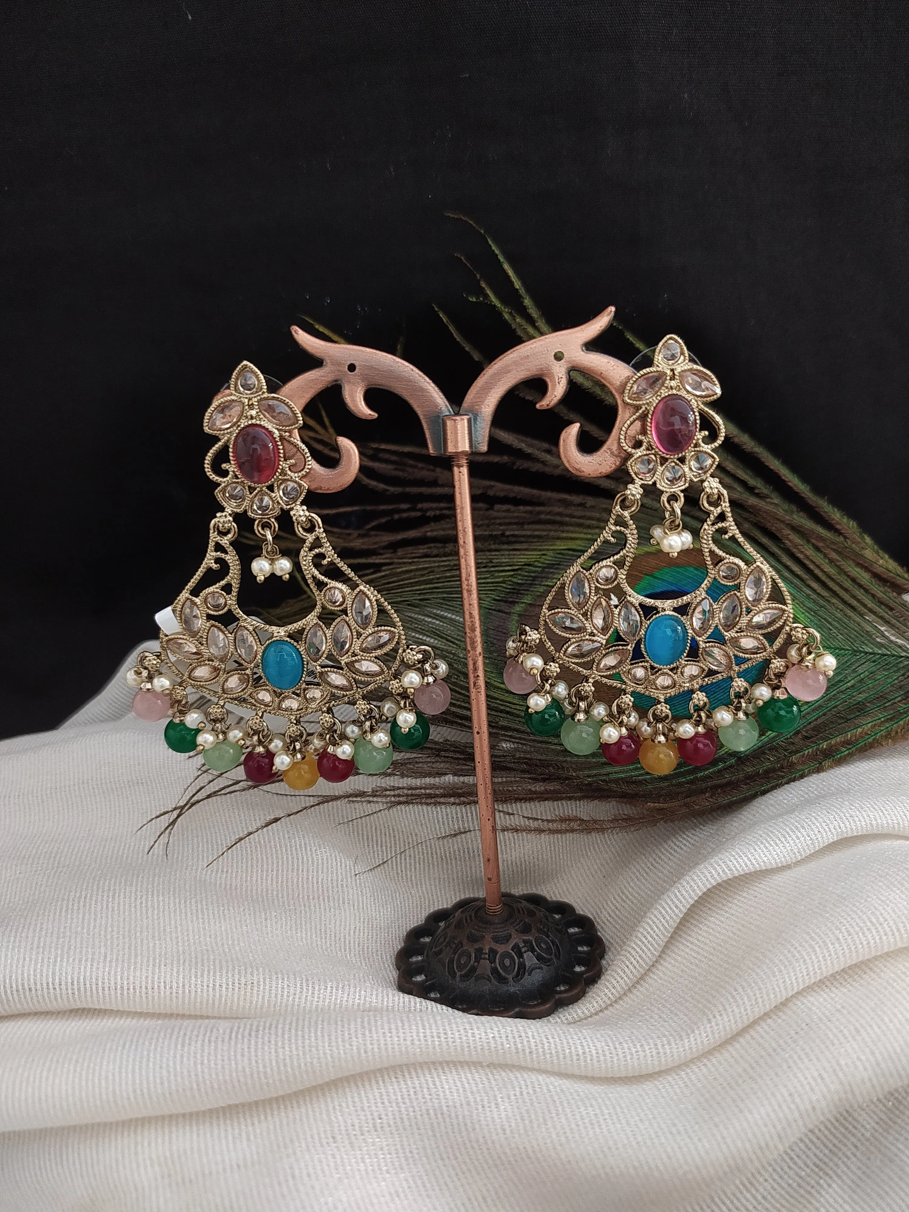 Classic Design Beautiful Chandbali Style Mehandi Earrings