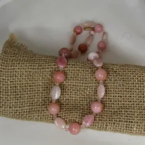 Classic Pink Opal Bead Necklace