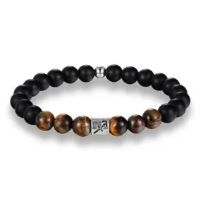 Classy Men Sagittarius Brown Beaded Zodiac Bracelet