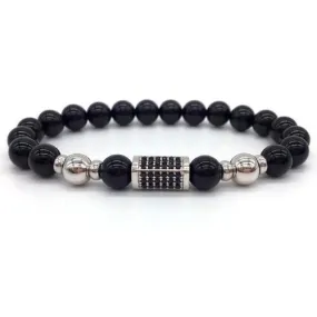 Classy Men Silver/Black Bar Bracelet