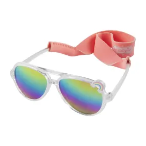 Clear Aviator & Peach Girls Sunglasses & Strap Set