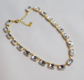 Clear Crystal Aurora Collet Necklace - Medium Octagon